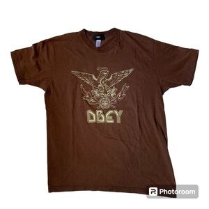 Vintage 90s Obey T-shirt brown Large Men’s - Good condition
